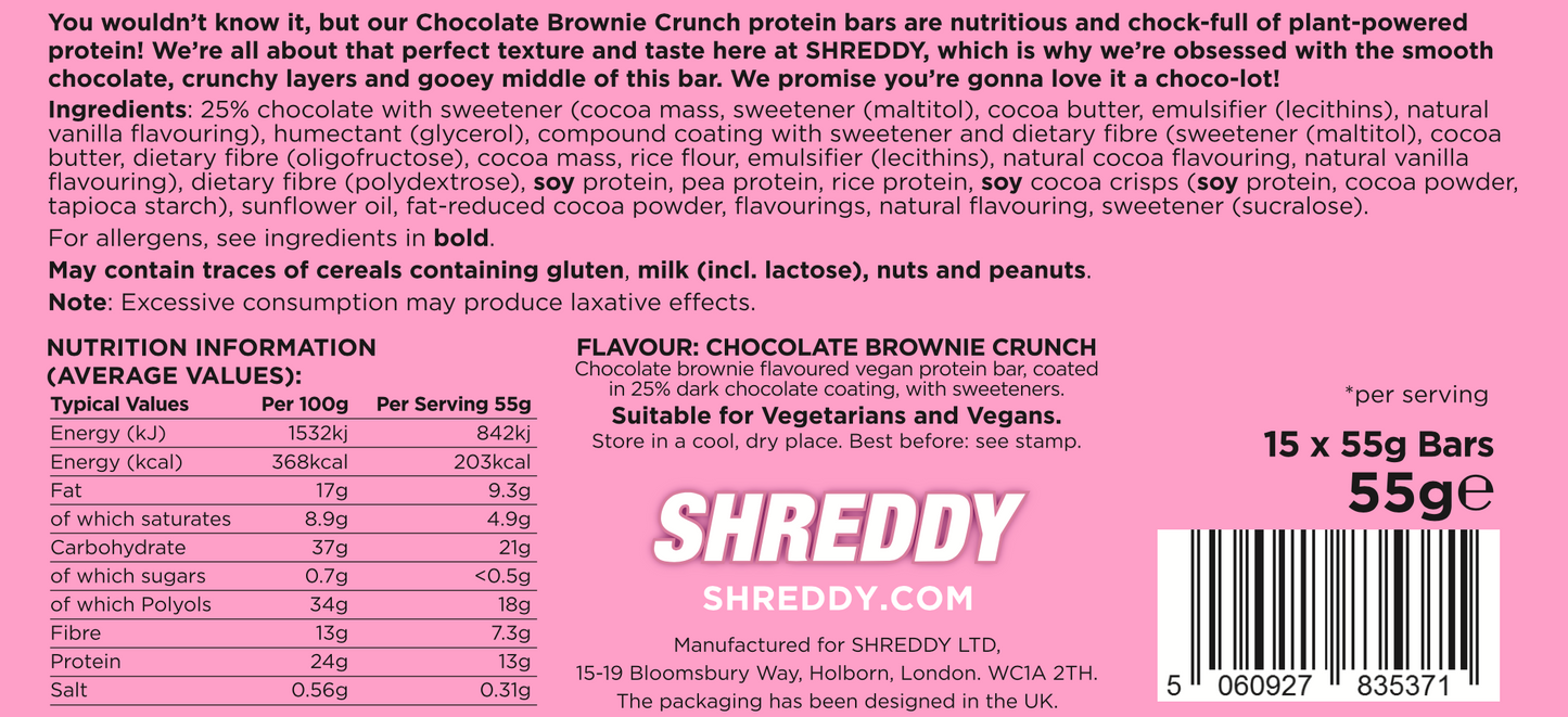 Chocolate Brownie Crunch SHREDDER Protein Bar - 15 Pack