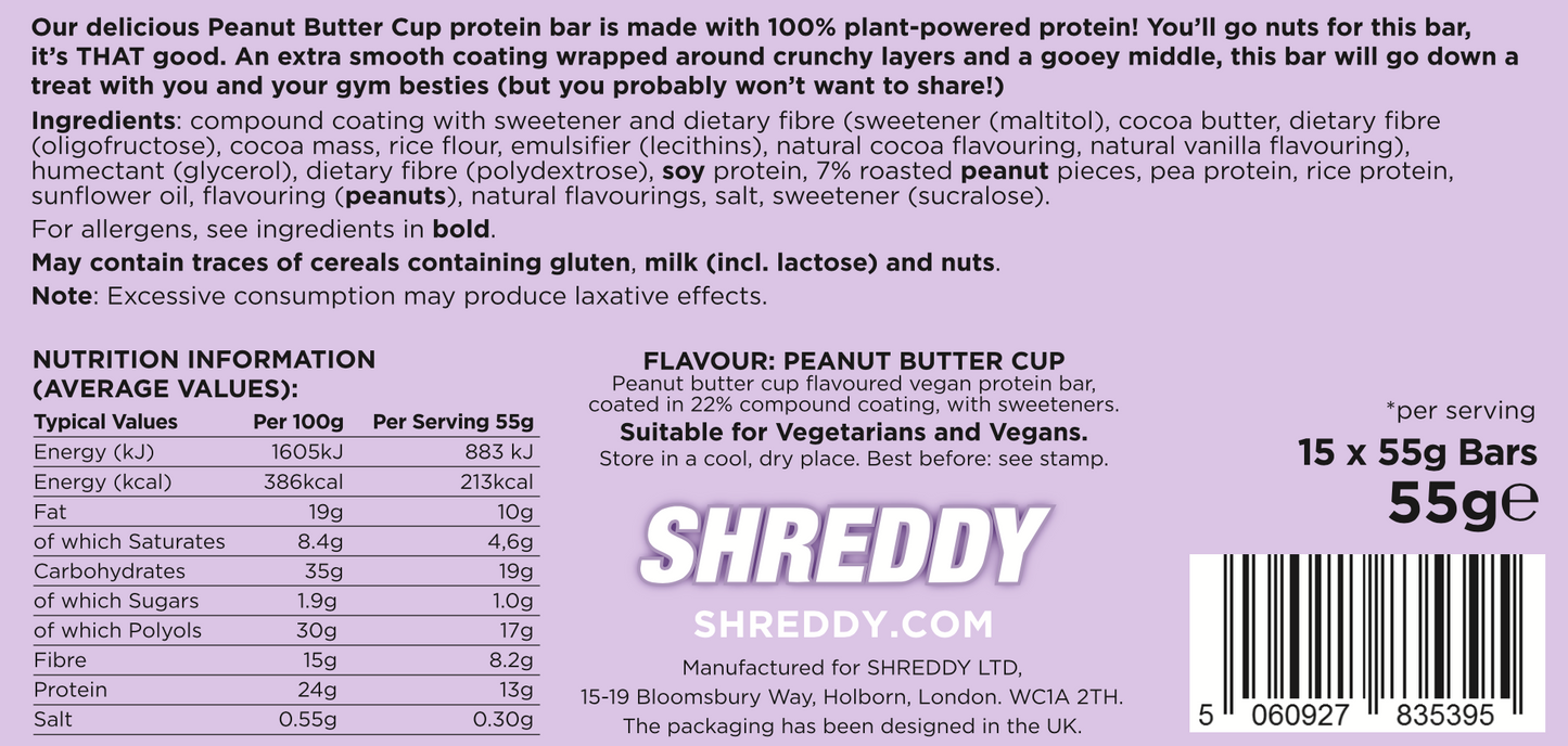 Peanut Butter Cup SHREDDER Protein Bar - 15 Pack